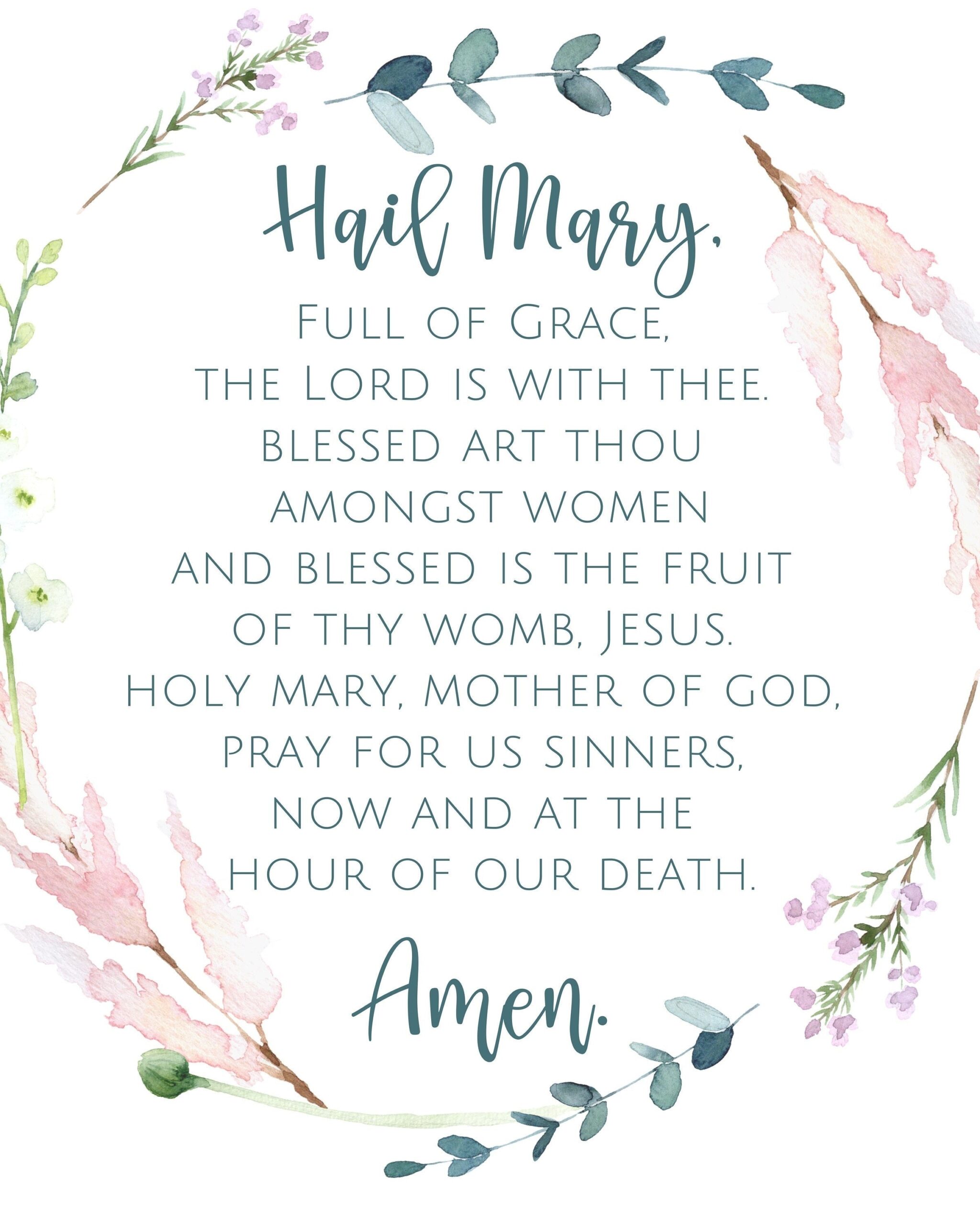 Hail Mary Prayer Catholic Prayer Digital File Download Etsy UK