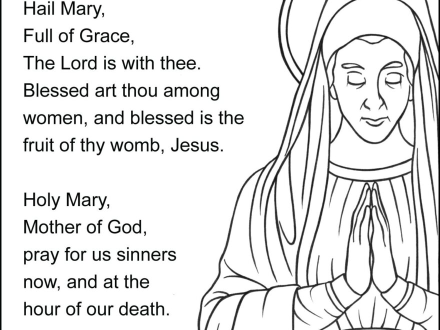 Hail Mary Prayer Coloring Page TheCatholicKid