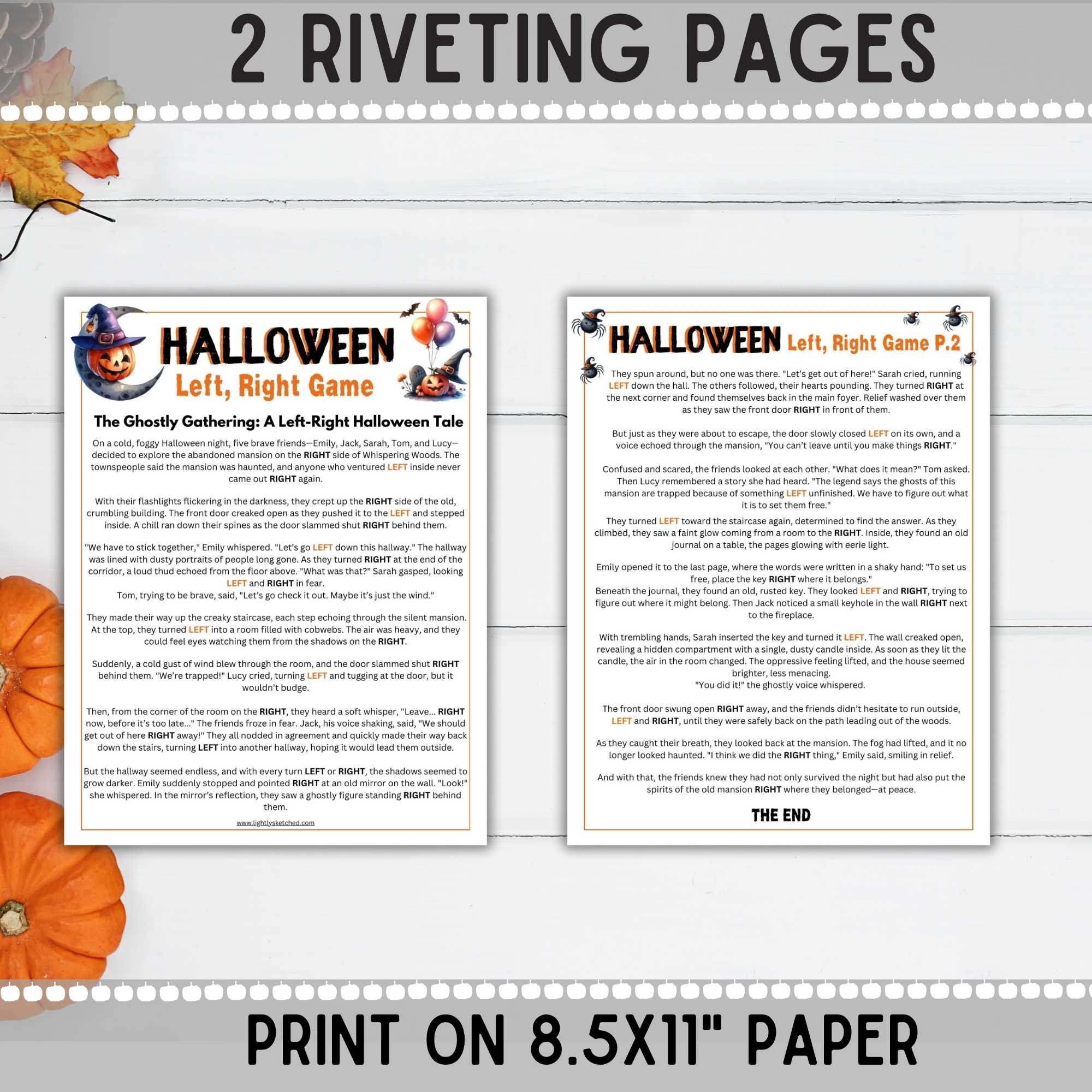 Halloween Left Right Game Lightly Sketched