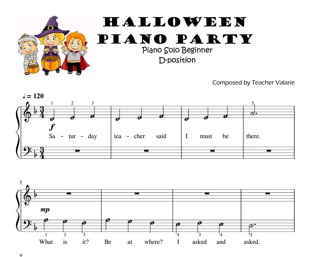 Halloween Piano Party grade 0 To 6 D Minor Position 4x PDF Download Etsy