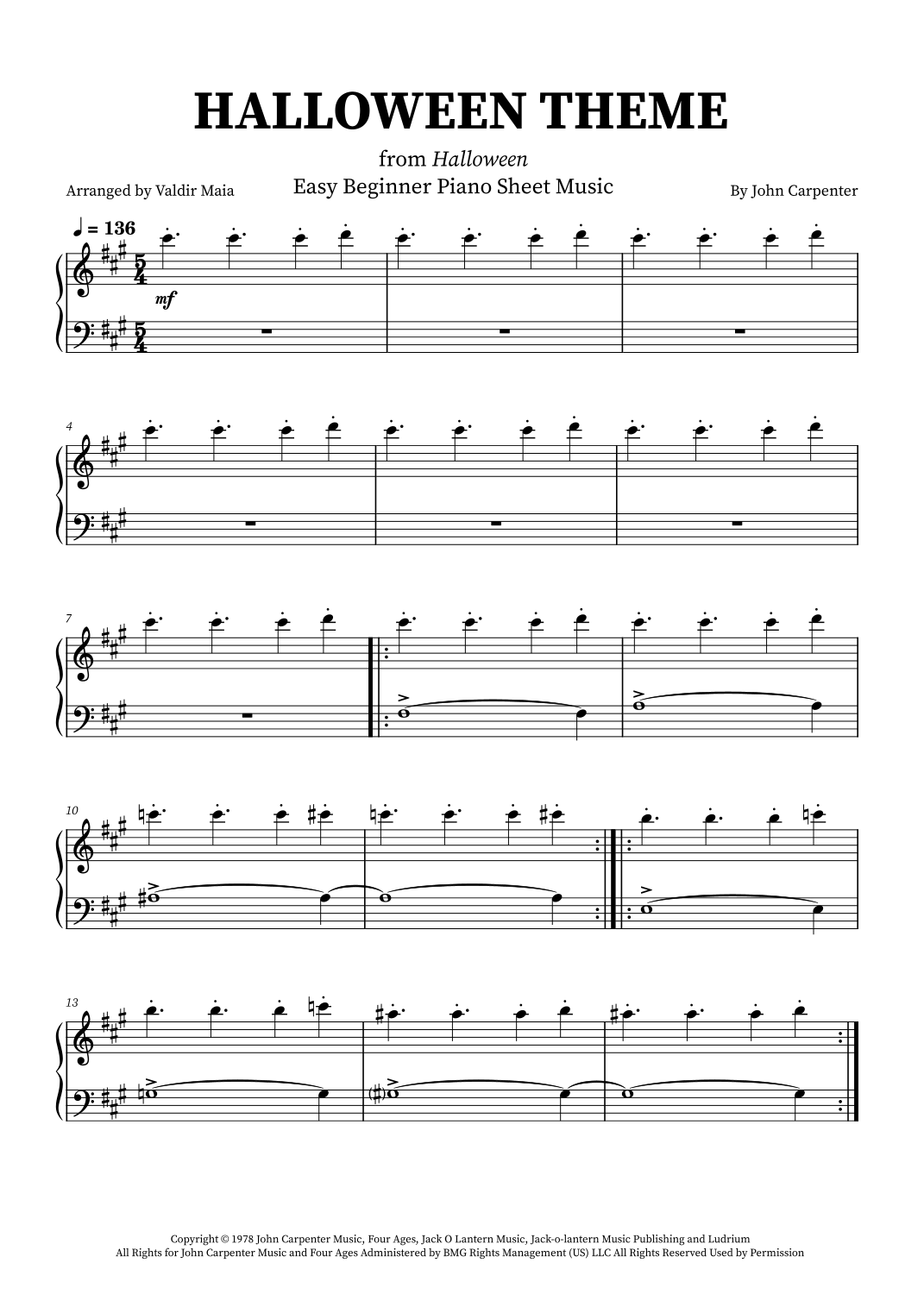 Free Printable Halloween Piano Sheet Music