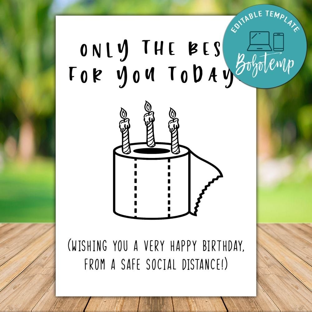 Happy Birthday Wishes During Quarantine Time Card Printable DIY Bobotemp