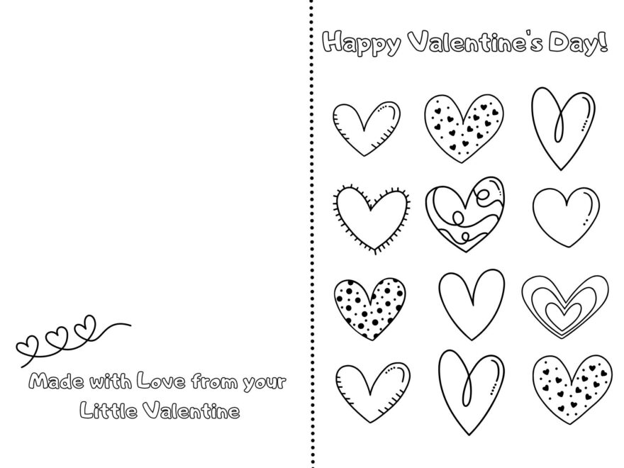 Heart You Printable Foldable Kids Valentine s Day Card To Color And Give To Grandparents Mom Dad Aunt Uncle Cousin Etsy