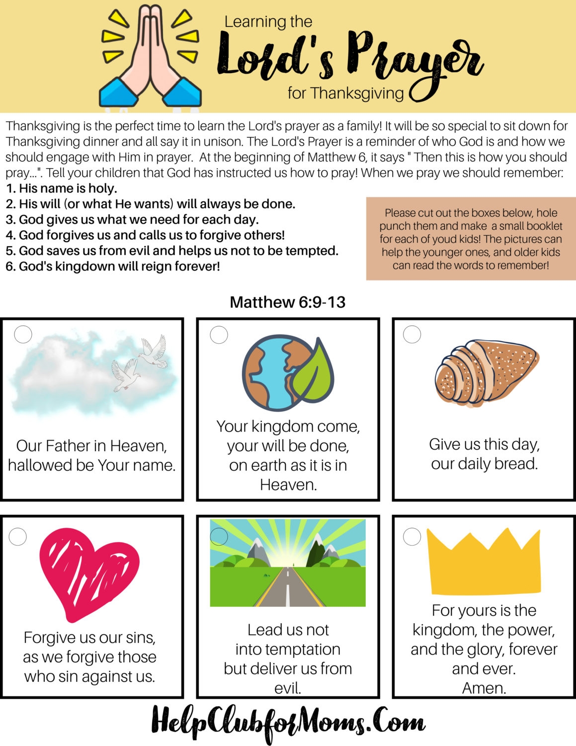 Help Club For Kids Learning The Lord s Prayer For Thanksgiving Help Club For Moms