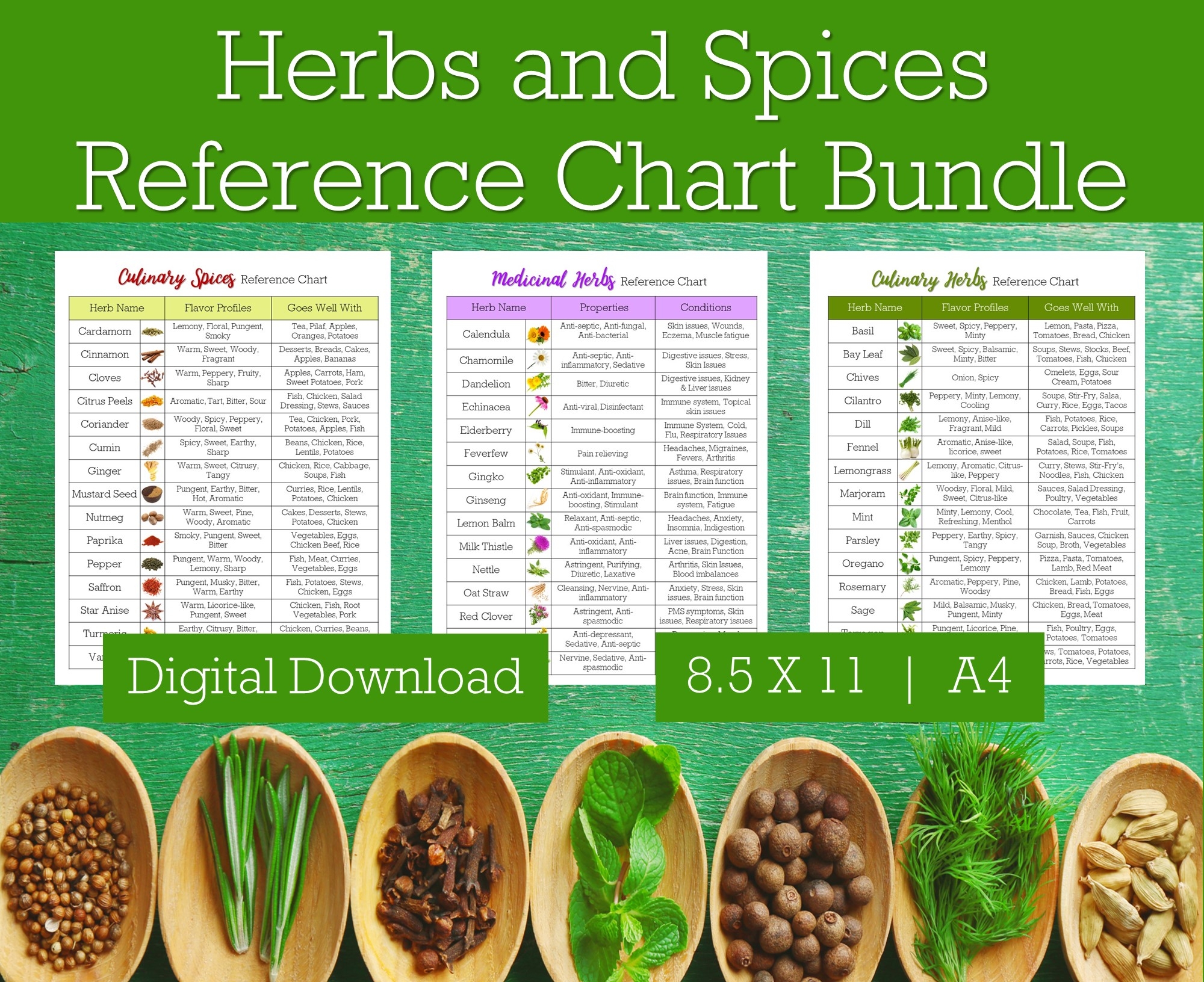 Herbs Spices Reference Charts Holistic Lifestyle Guide