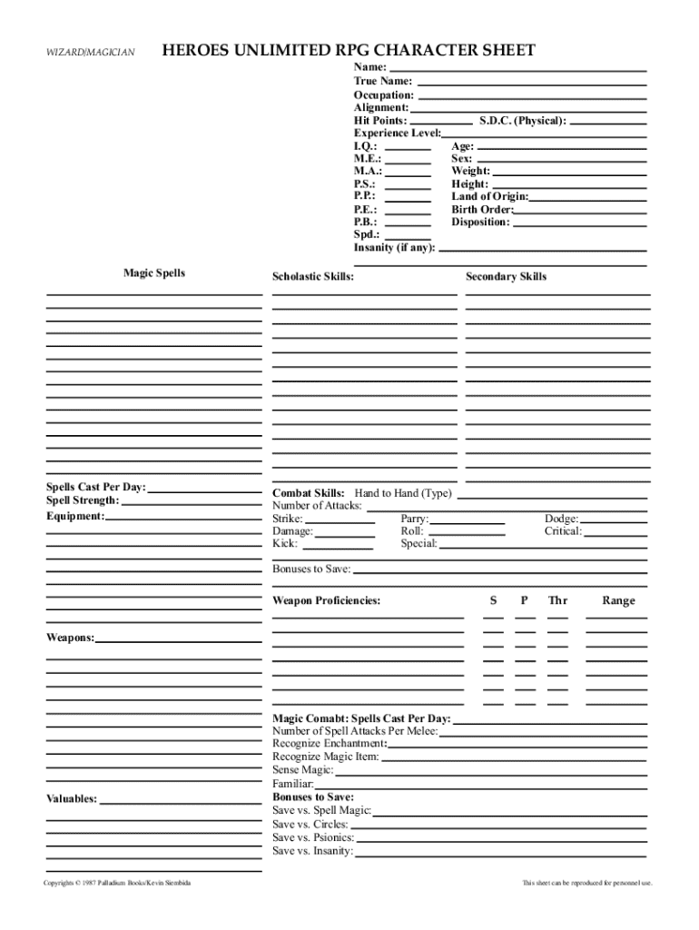 Heroes Unlimited Character Generator Fill Out Sign Online DocHub