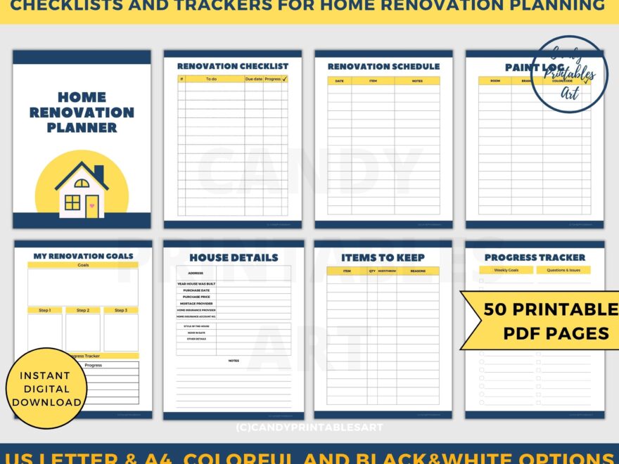 Home Renovation Planner House Remodel Checklist Renovation Binder Printable Etsy