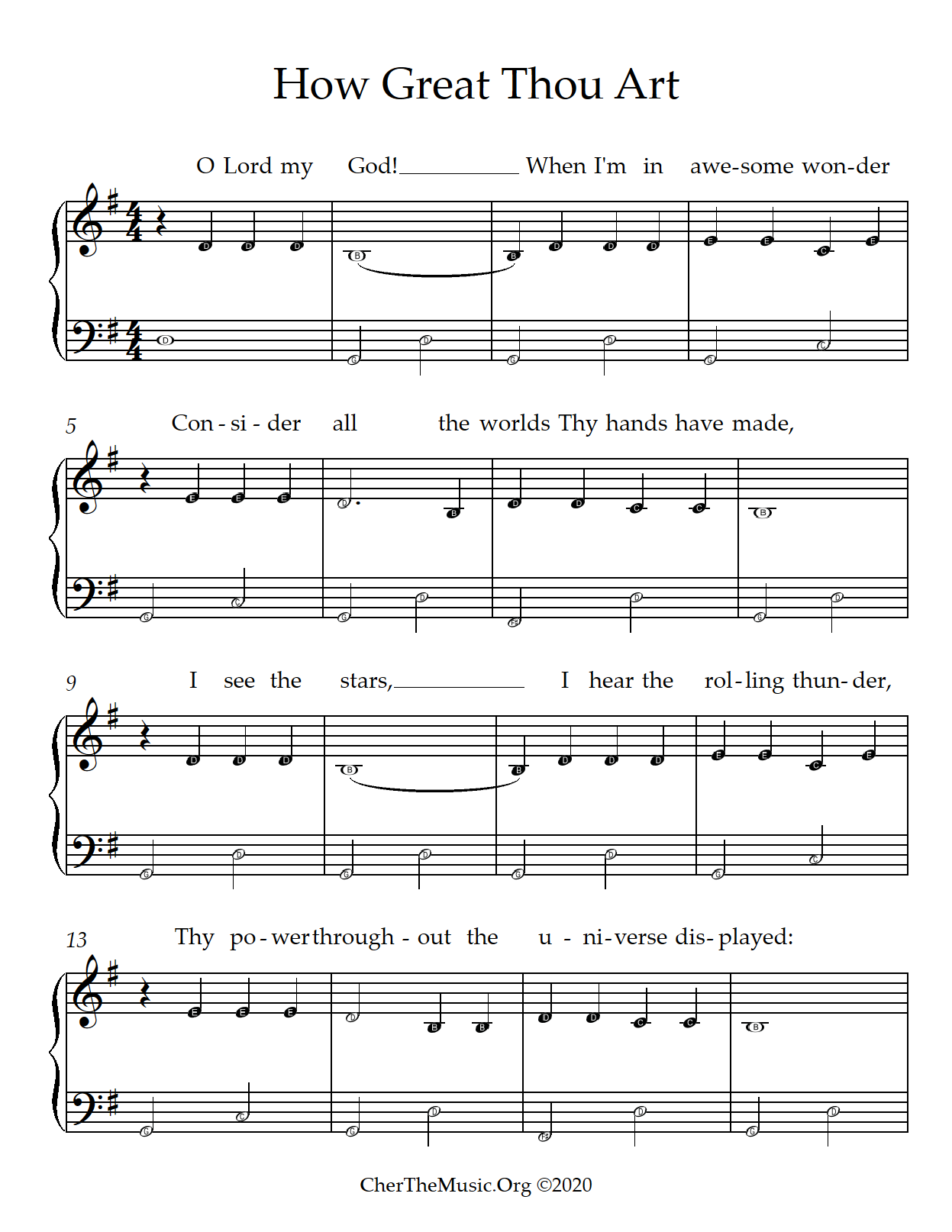 How Great Thou Art Free Easy Piano Sheet Cherthemusic