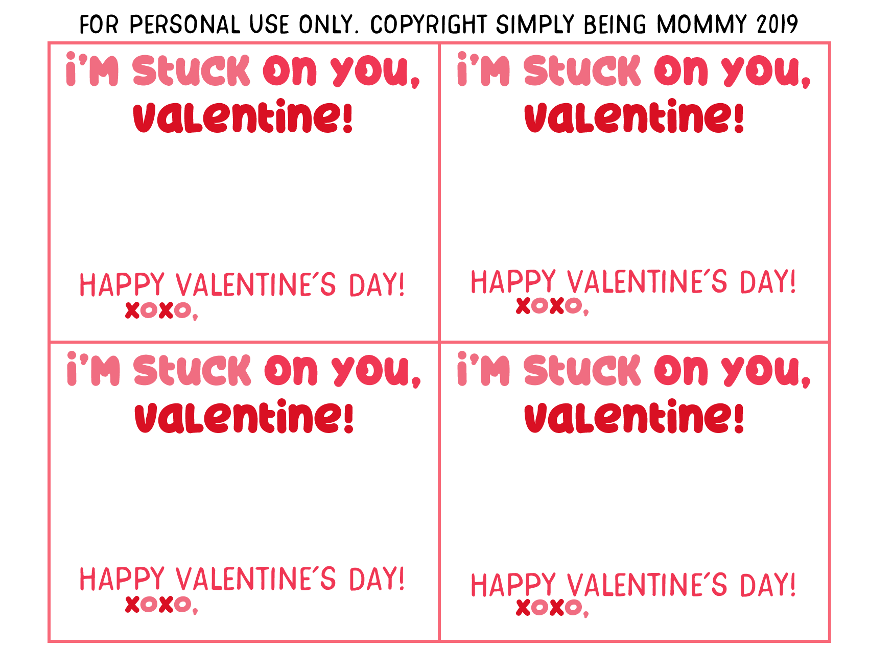 I m Stuck On You Valentine Printable Simply Being Mommy