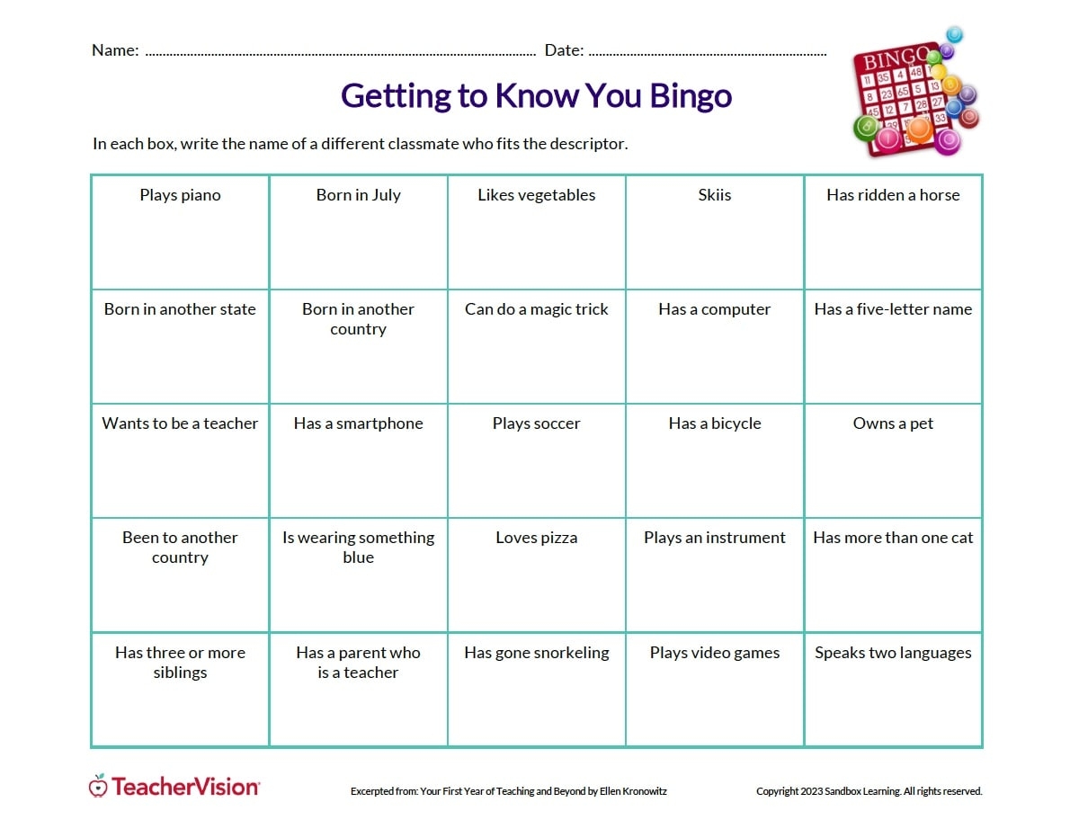 Icebreaker Worksheets Activities For Back To School TeacherVision