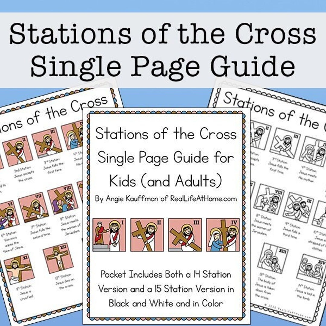 Illustrated Stations Of The Cross List For Kids Teens Adults bw And Color Etsy Israel