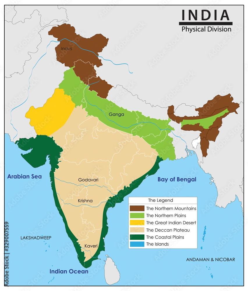 India Map Of Physical Division Stock Illustration Adobe Stock