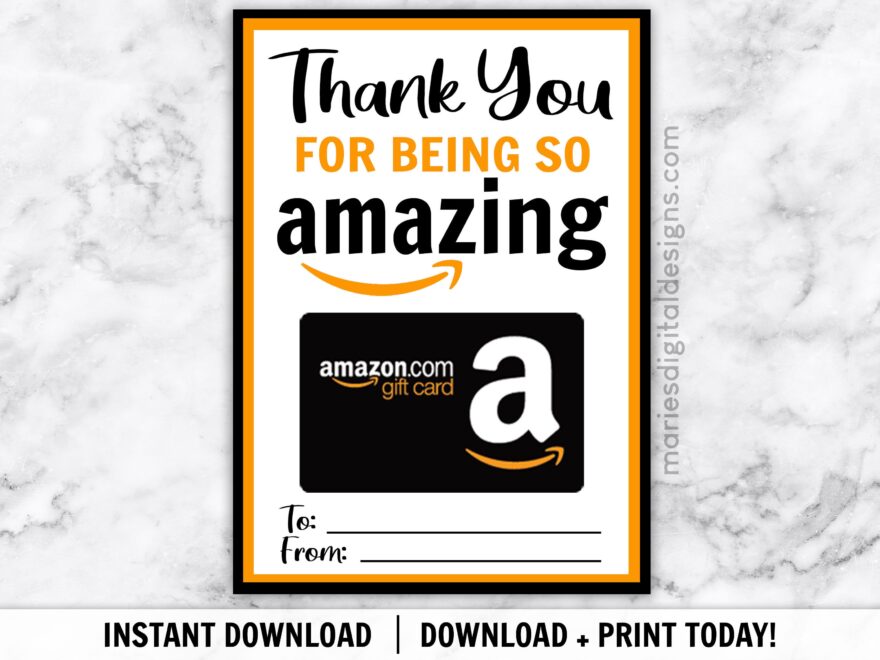 INSTANT DOWNLOAD Thank You For Being So Amazing Amazon Gift Card Holder Printable Appreciation Gift Teacher Birthday Digital JPEG File Etsy