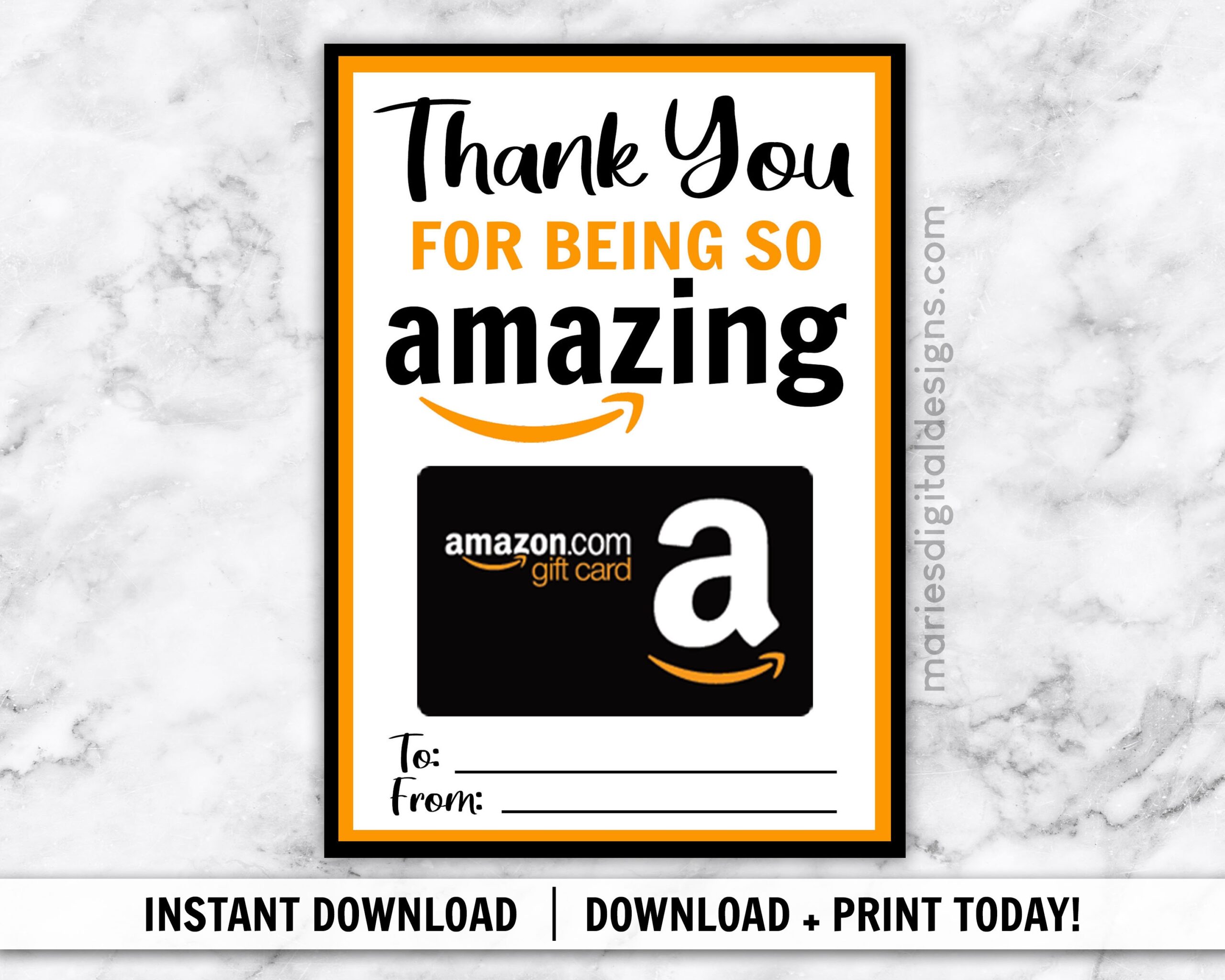 INSTANT DOWNLOAD Thank You For Being So Amazing Amazon Gift Card Holder Printable Appreciation Gift Teacher Birthday Digital JPEG File Etsy
