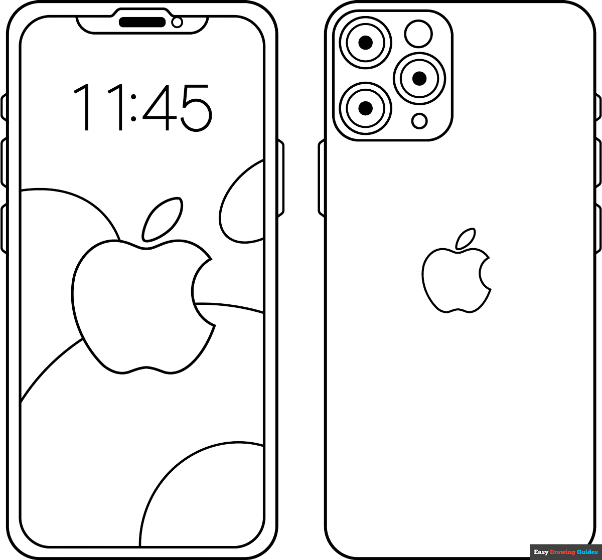 IPhone Coloring Page Easy Drawing Guides