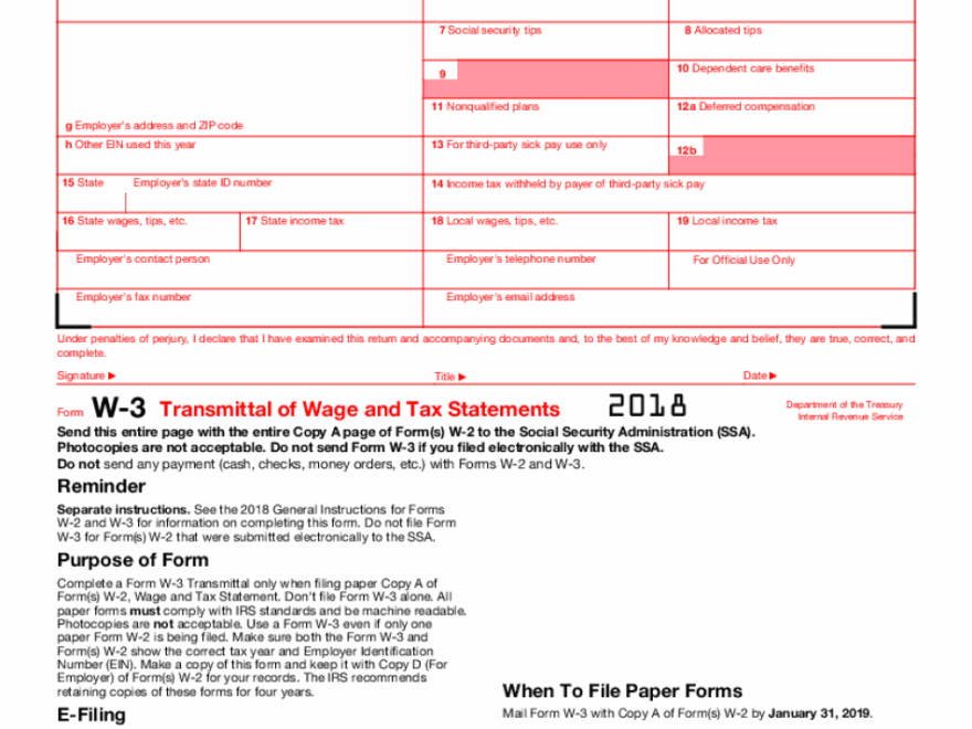 IRS W 3 2025 Form Printable Blank PDF Online