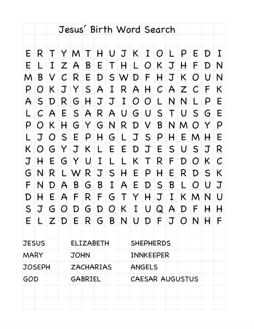 Christian Christmas Word Search Puzzles Printable