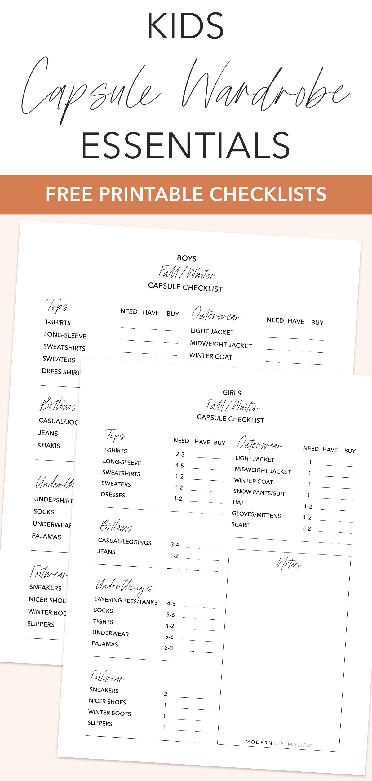 Kids Capsule Wardrobe Essentials Free Checklists Modern Minimalism