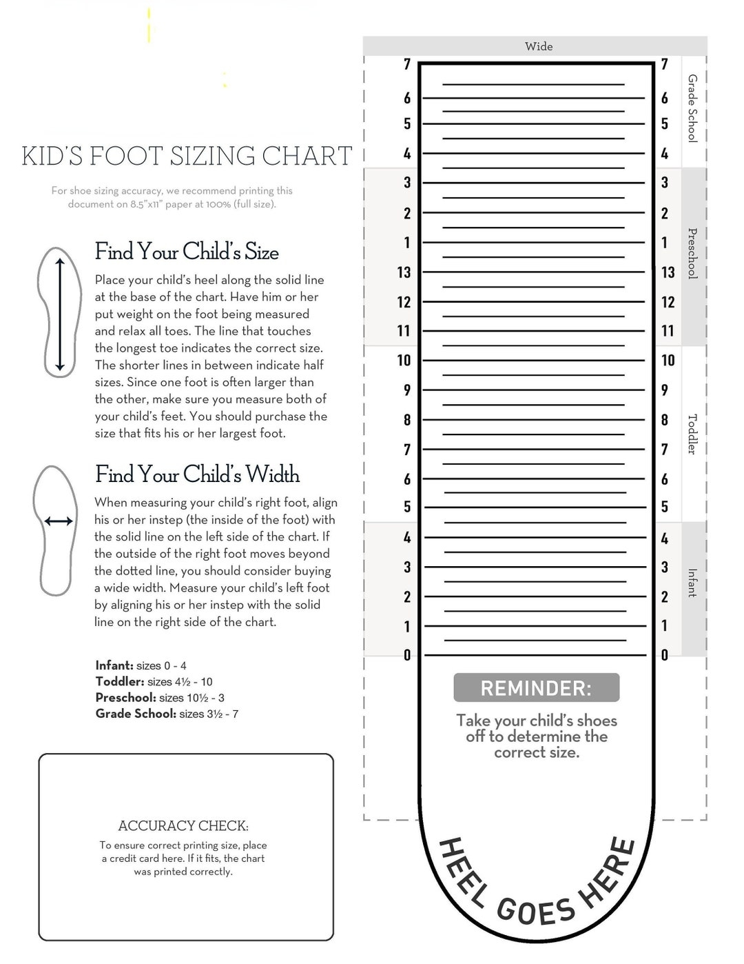 WomenS Shoe Size Chart Printable