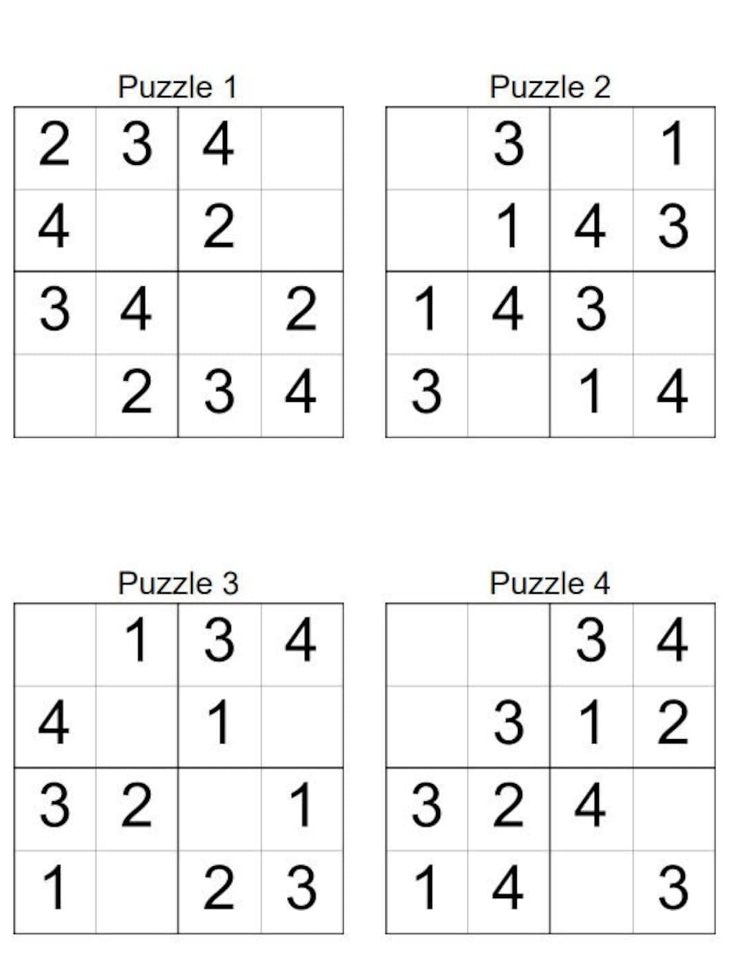 Free Printable Sudoku For Kids