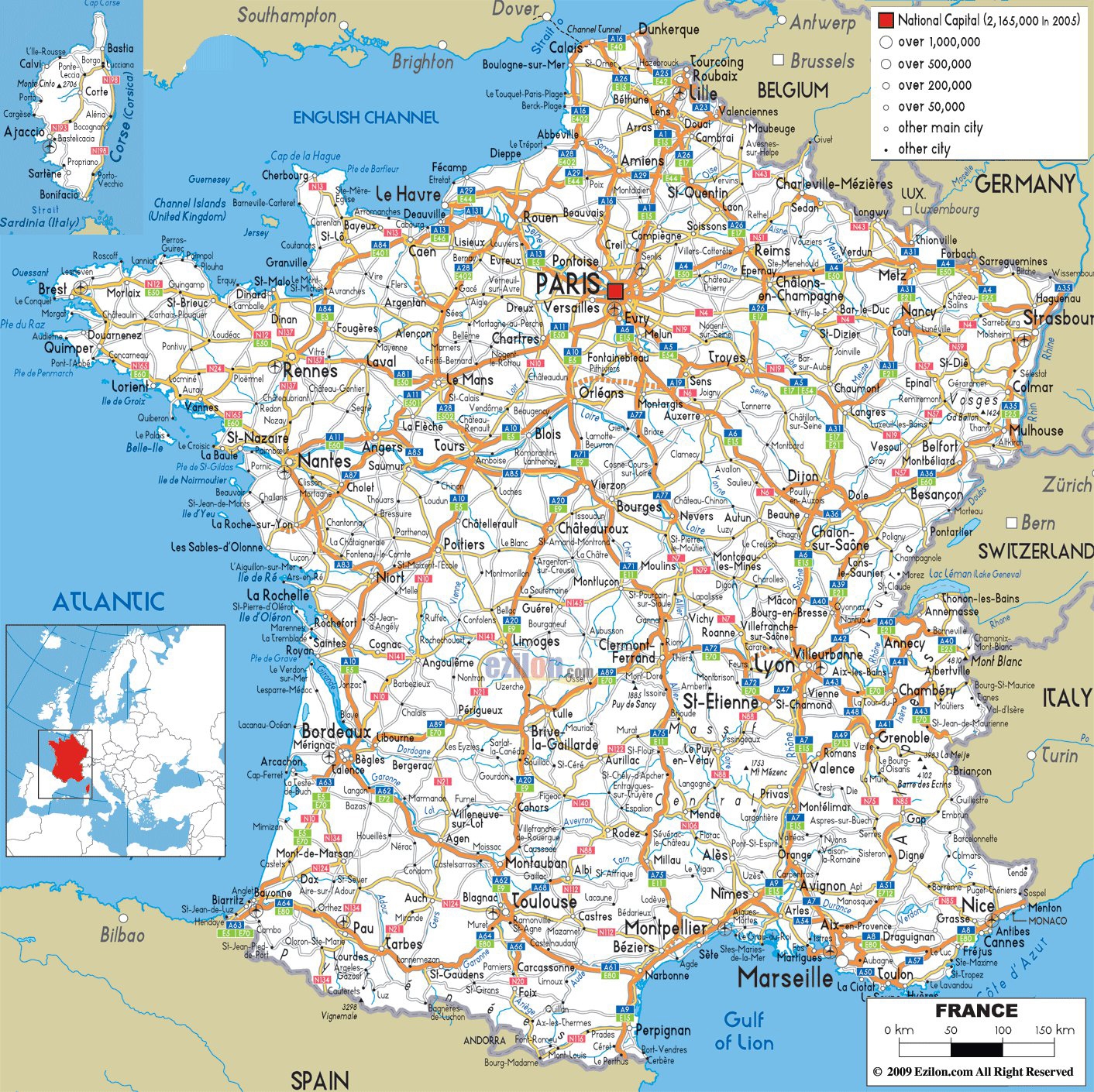Free Printable Map Of France