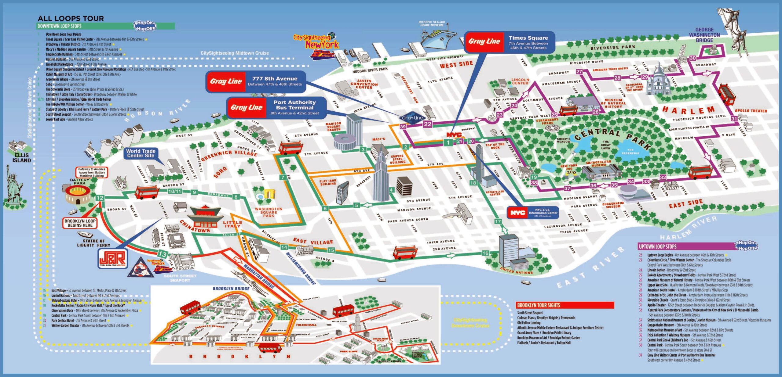 Large Printable Tourist Attractions Map Of Manhattan New York City Vidiani Maps Of All Countries In One Place