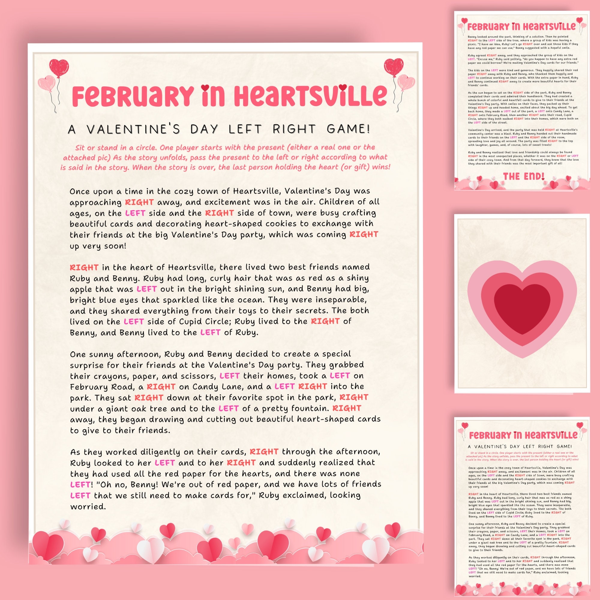 Free Printable Valentine Left Right Game