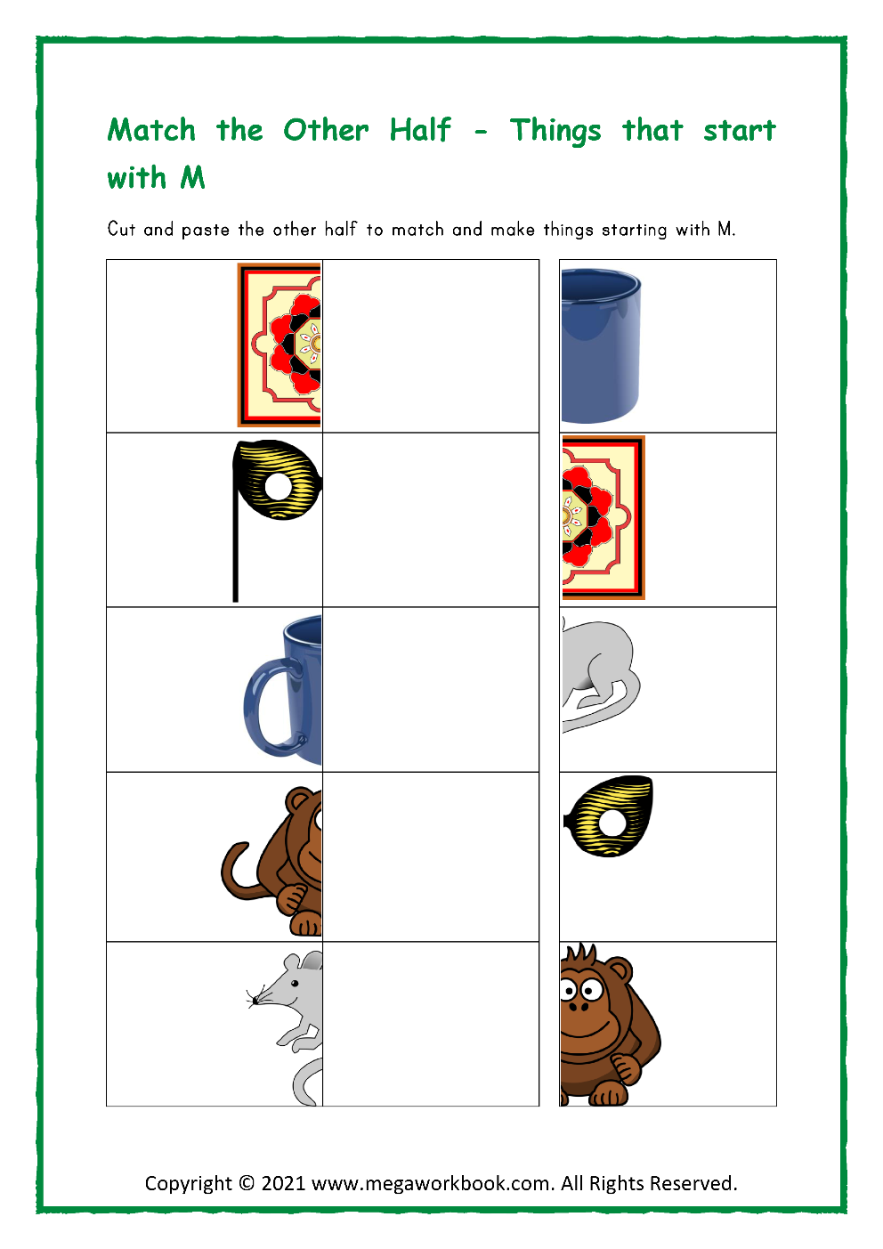 Printable Pictures Of Things That Start With M
