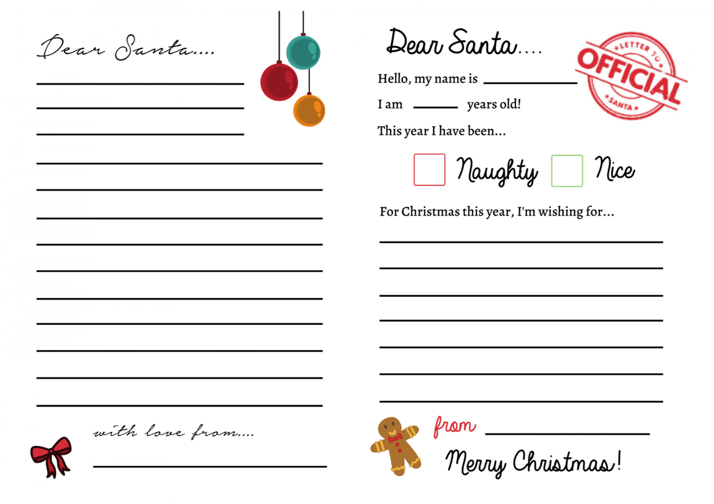 Printable Letter To Santa Stationary