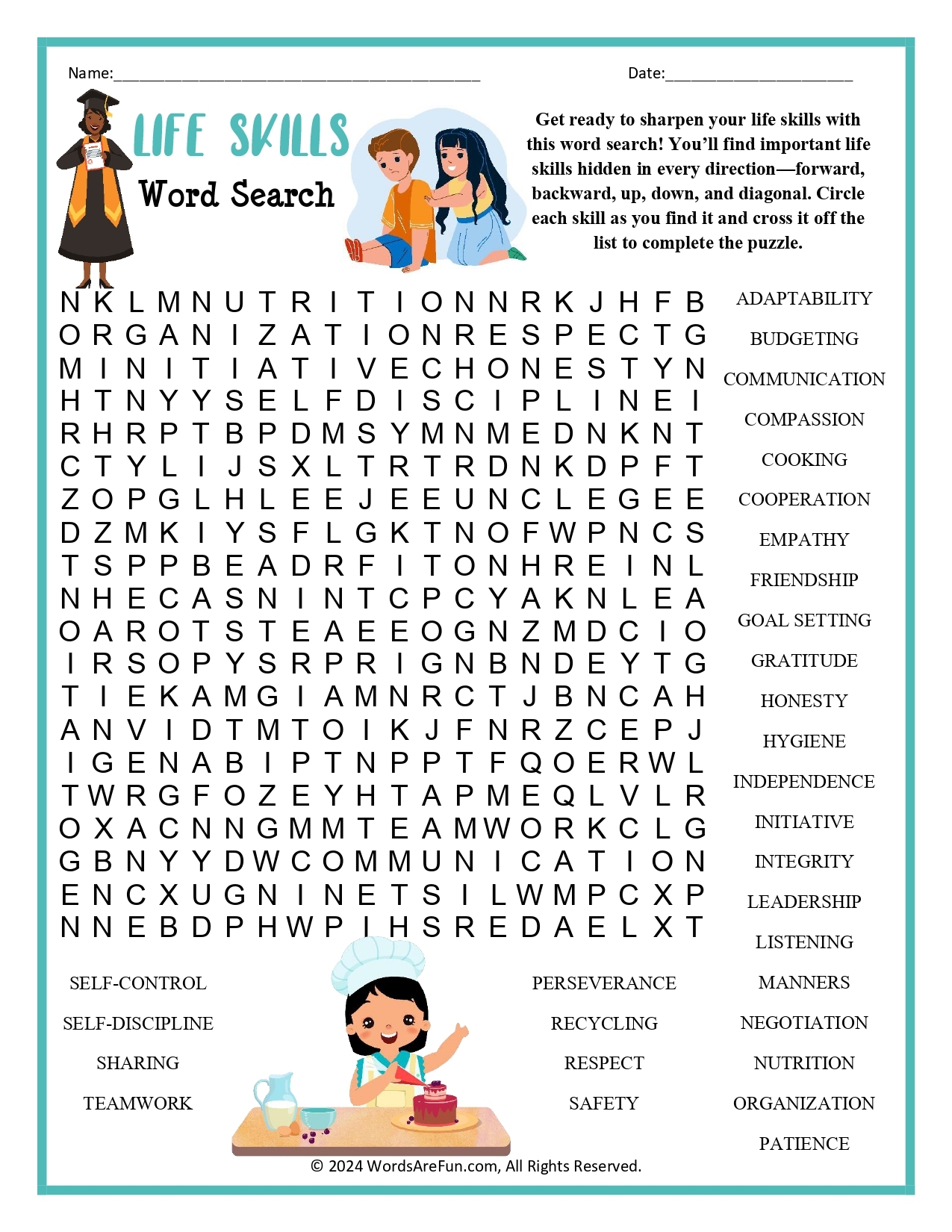 Free Printable Childrens Word Search Puzzles