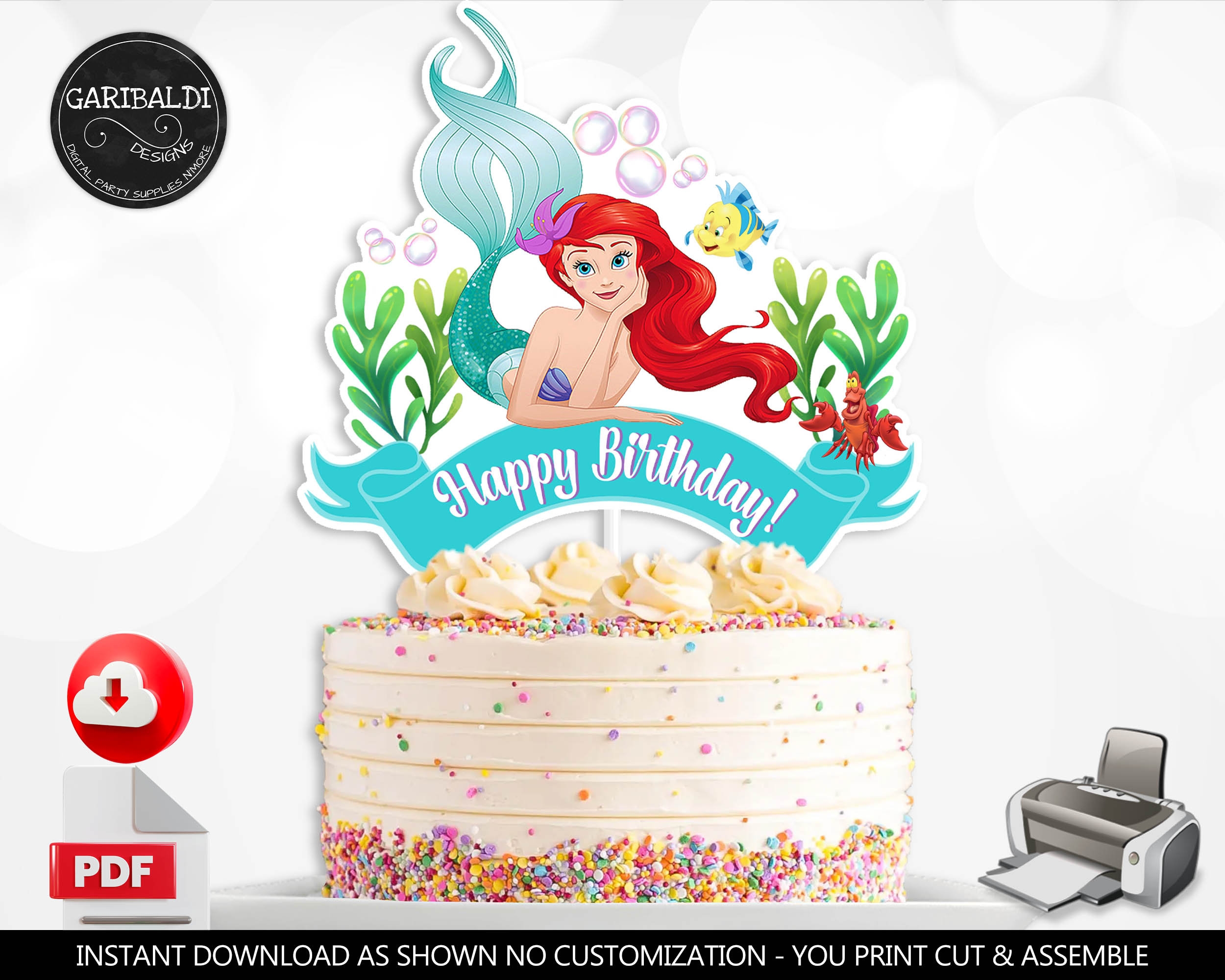 Printable Cake Topper Little Mermaid