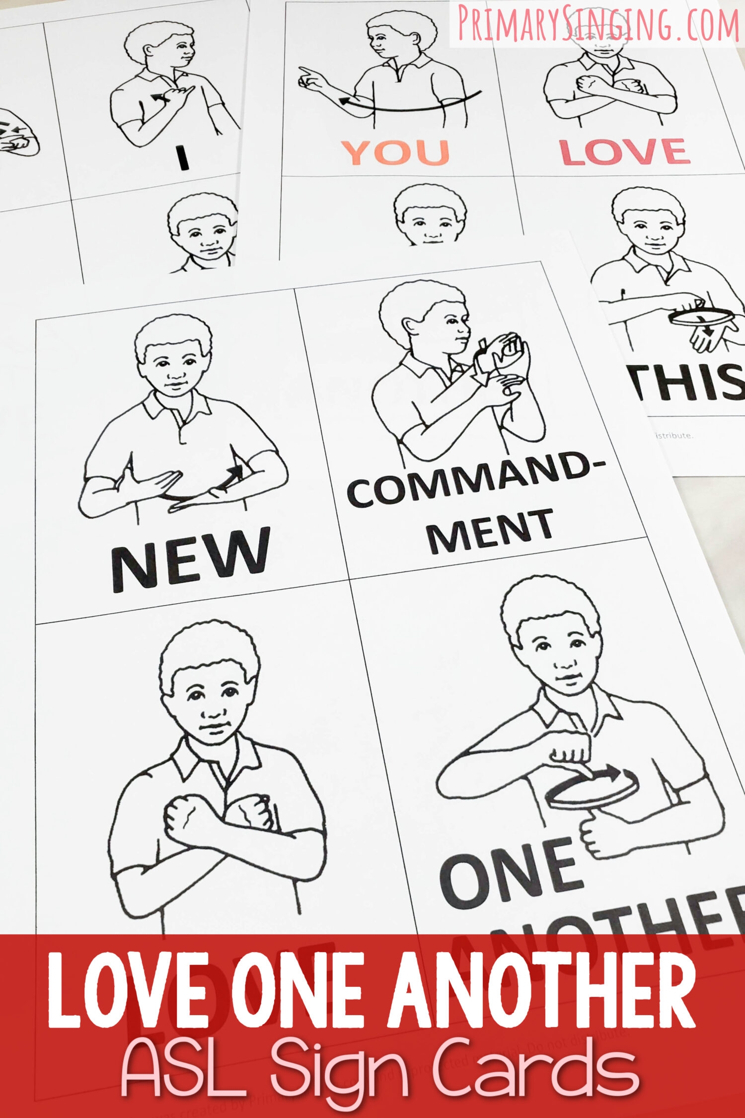 Love One Another ASL Cards Primary Singing