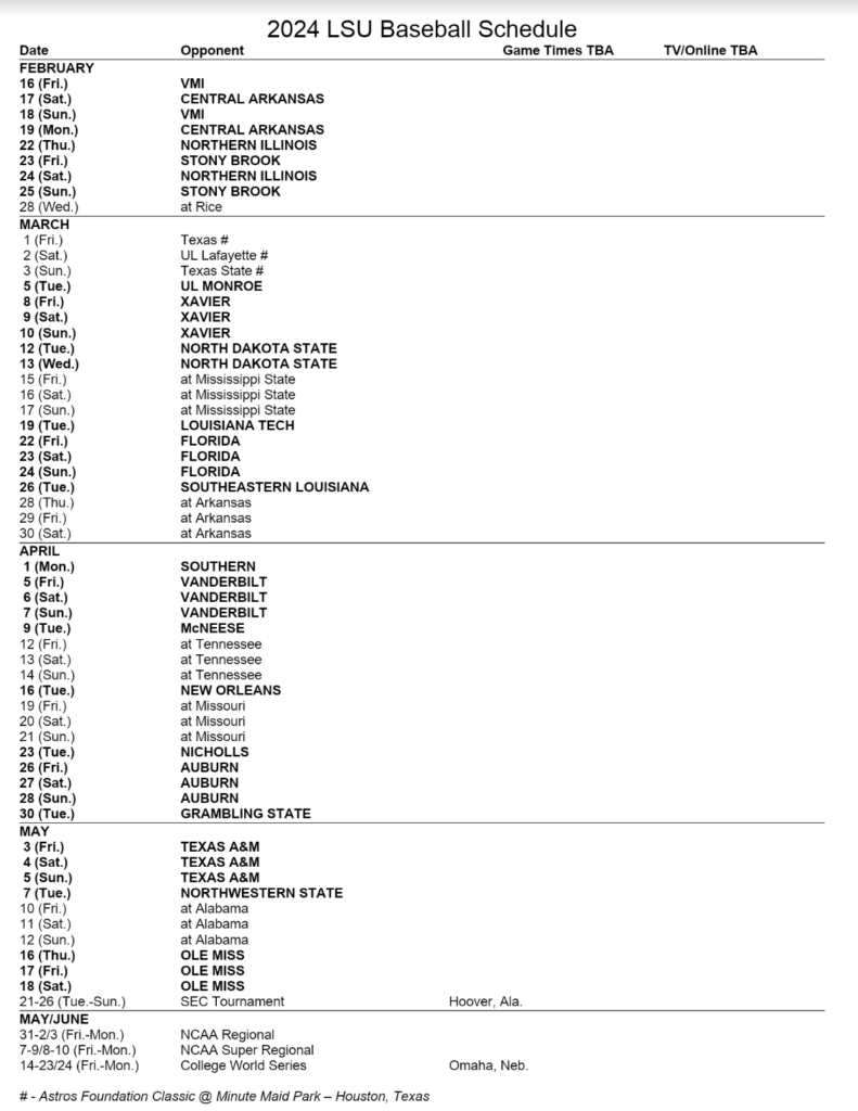 LSU Releases Schedule Set To Defend Title On3