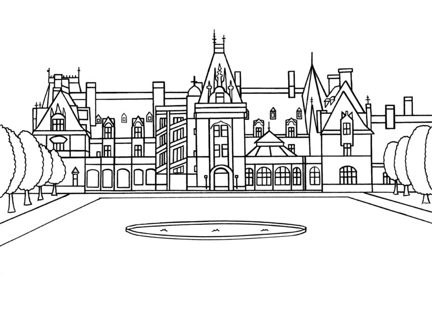 Mansion Childrens Coloring Page Castle Coloring Page Biltmore Coloring Page North Carolina Coloring Page Digital Download Coloring Page Etsy