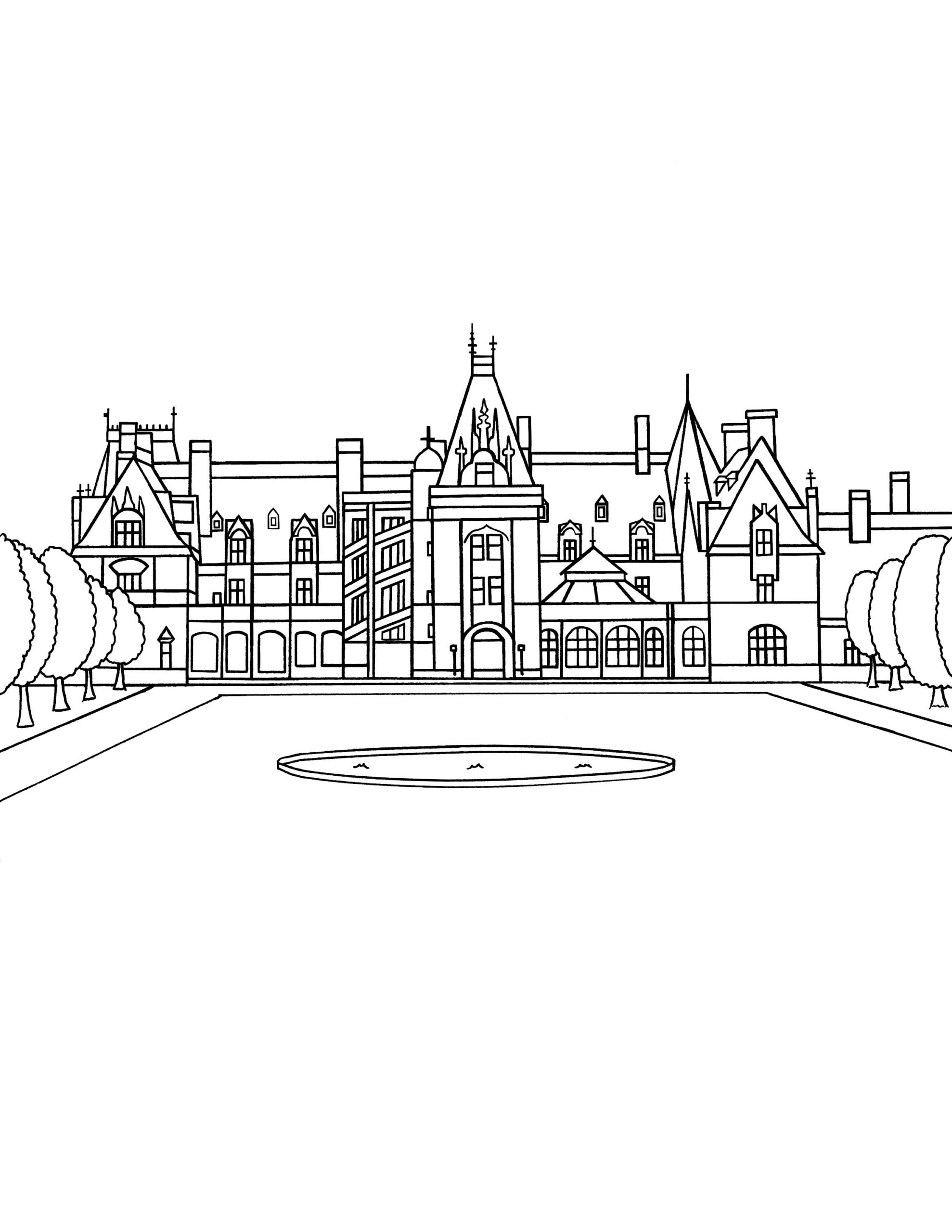 Mansion Childrens Coloring Page Castle Coloring Page Biltmore Coloring Page North Carolina Coloring Page Digital Download Coloring Page Etsy