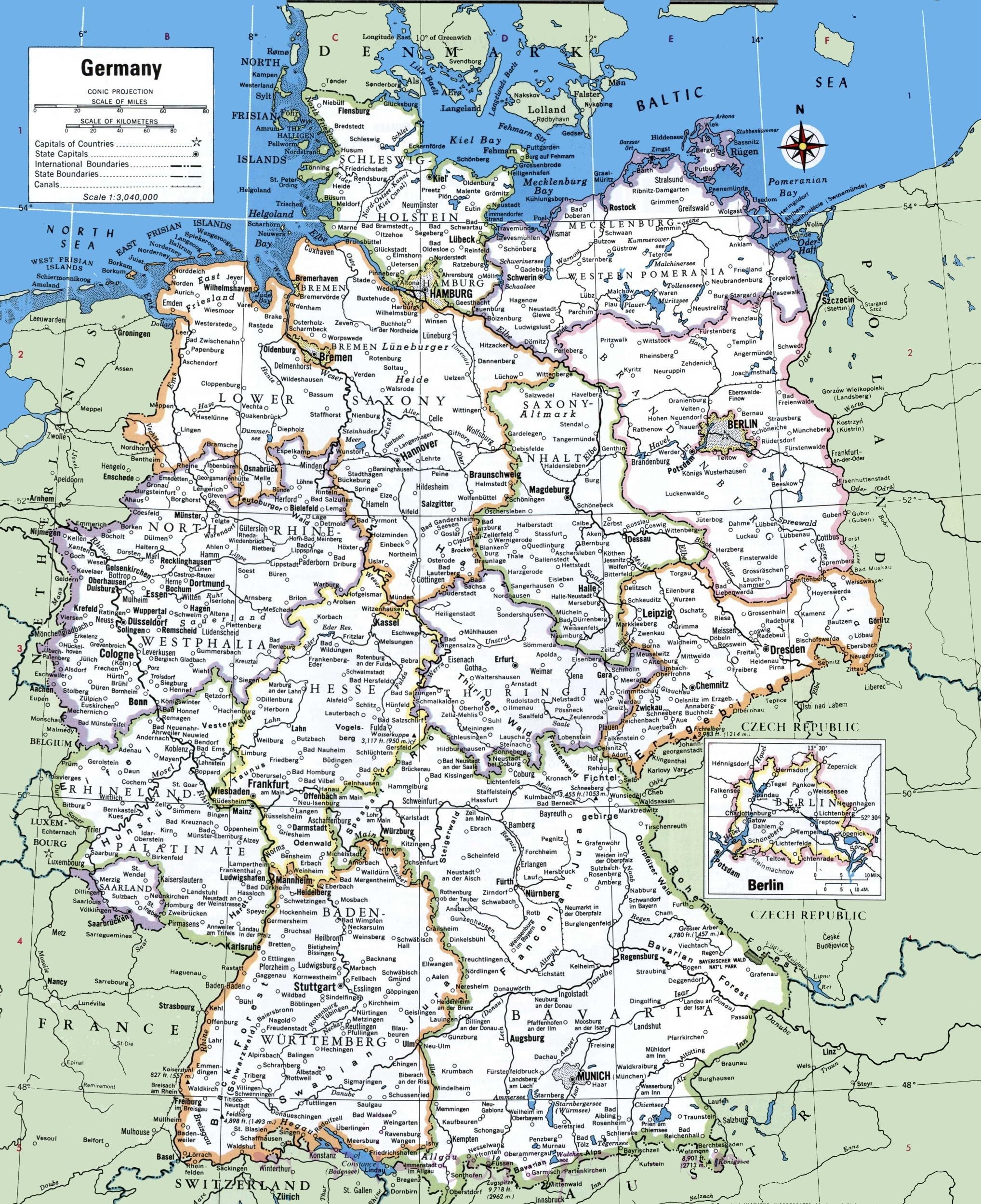 Map Of Germany With Cities Germany Main Cities Map Western Europe Europe 