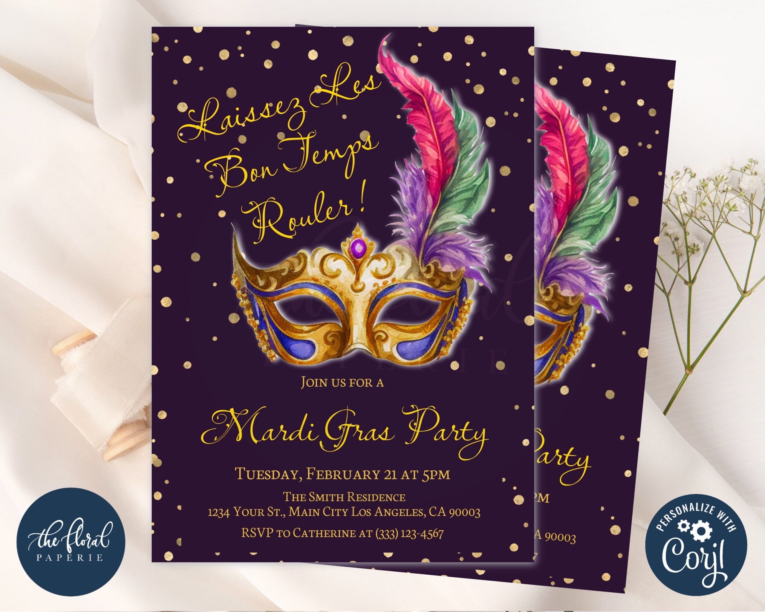 Mardi Gras Party Invitation Template Editable Mardi Gras Invite Printable Masquerade Invitation Fat Tuesday Invites Mardi Gras Birthday Etsy
