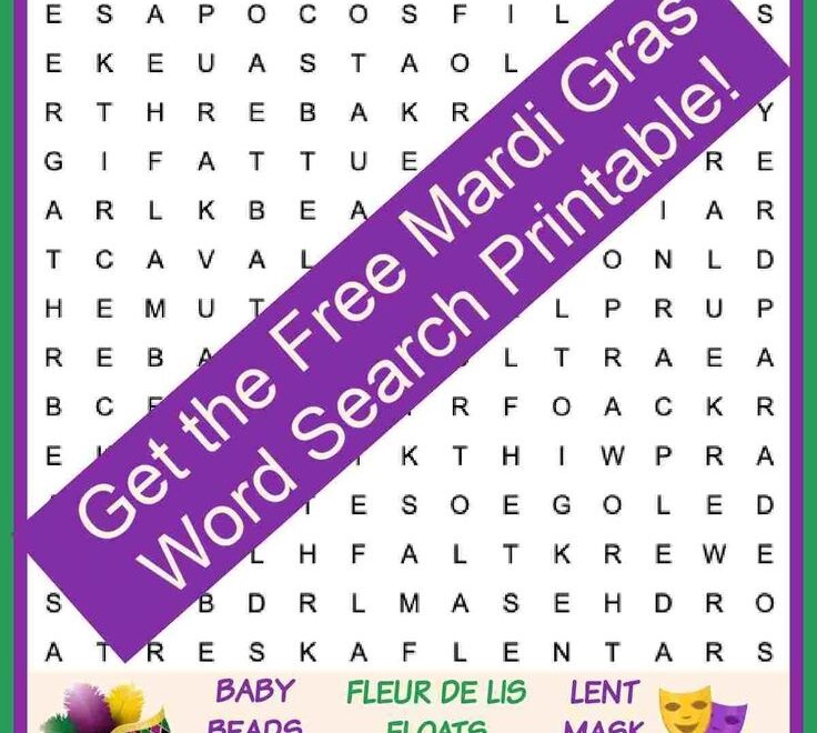 Mardi Gras Word Search With Answers Free Mardi Gras Printable