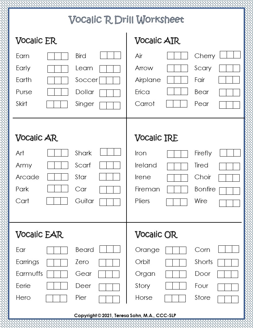 Mastering Vocalic R Engaging Worksheets For Speech Therapy Success