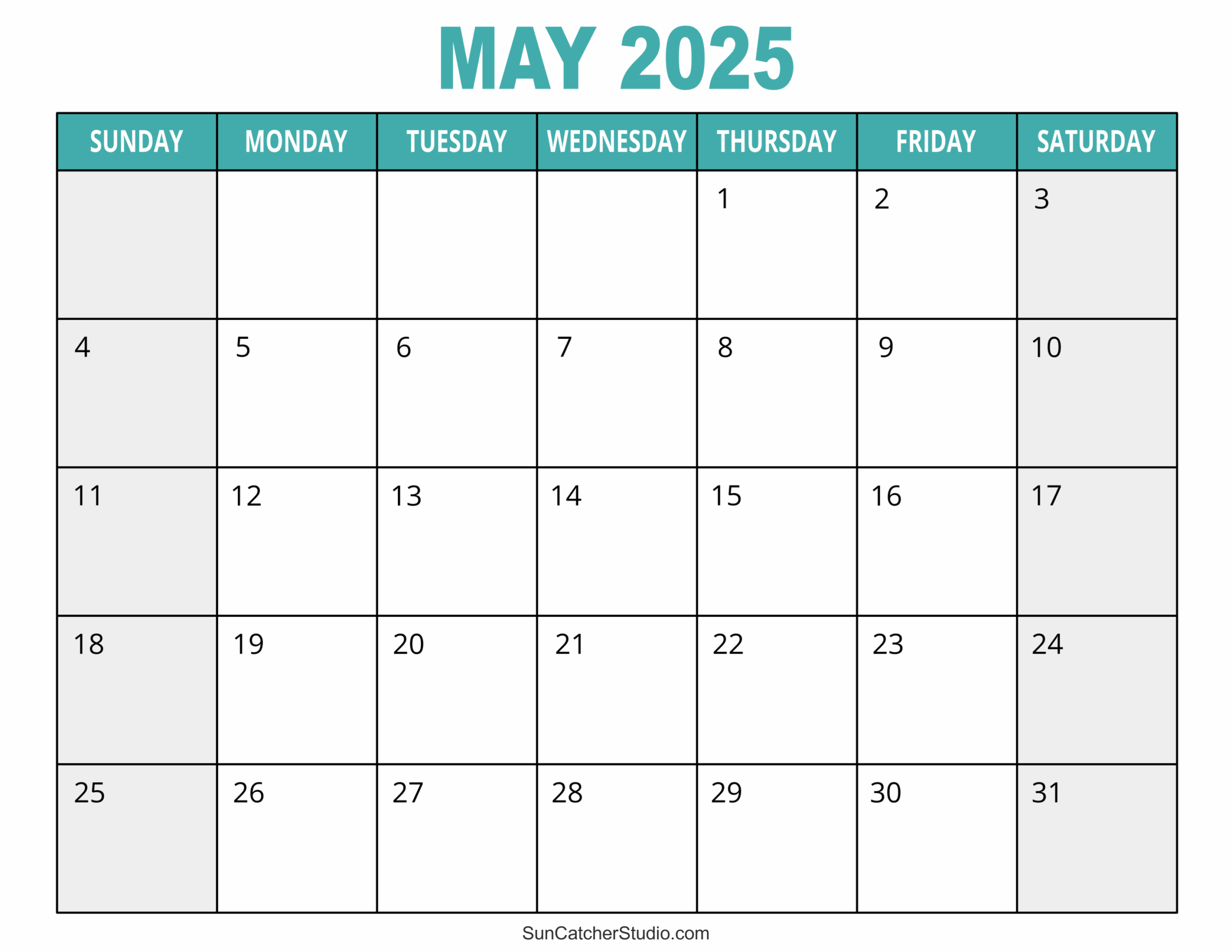 Free Printable Monthly Calendars 2025