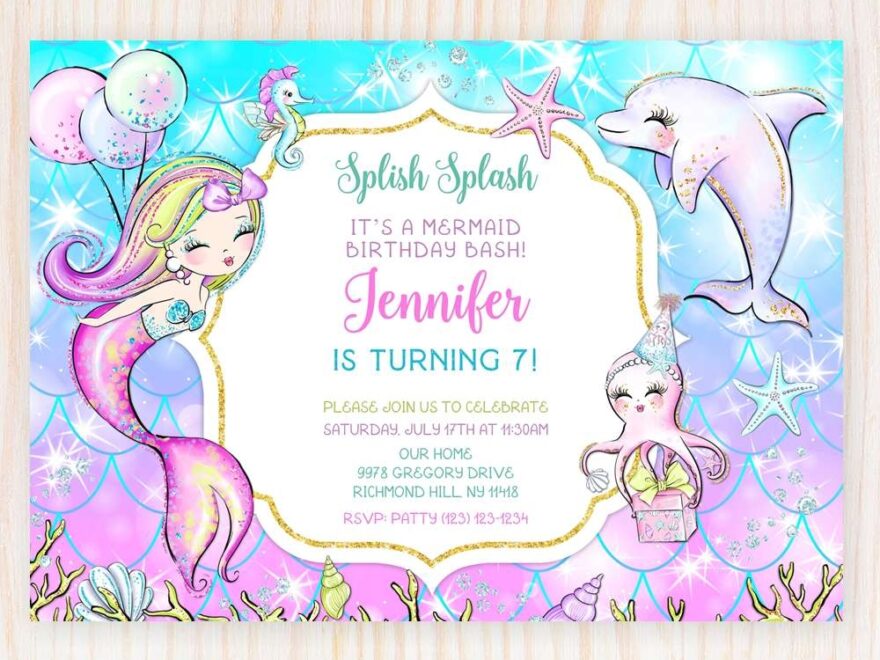 Mermaid Birthday Invitation Template Edit Online Now With A FREE Demo