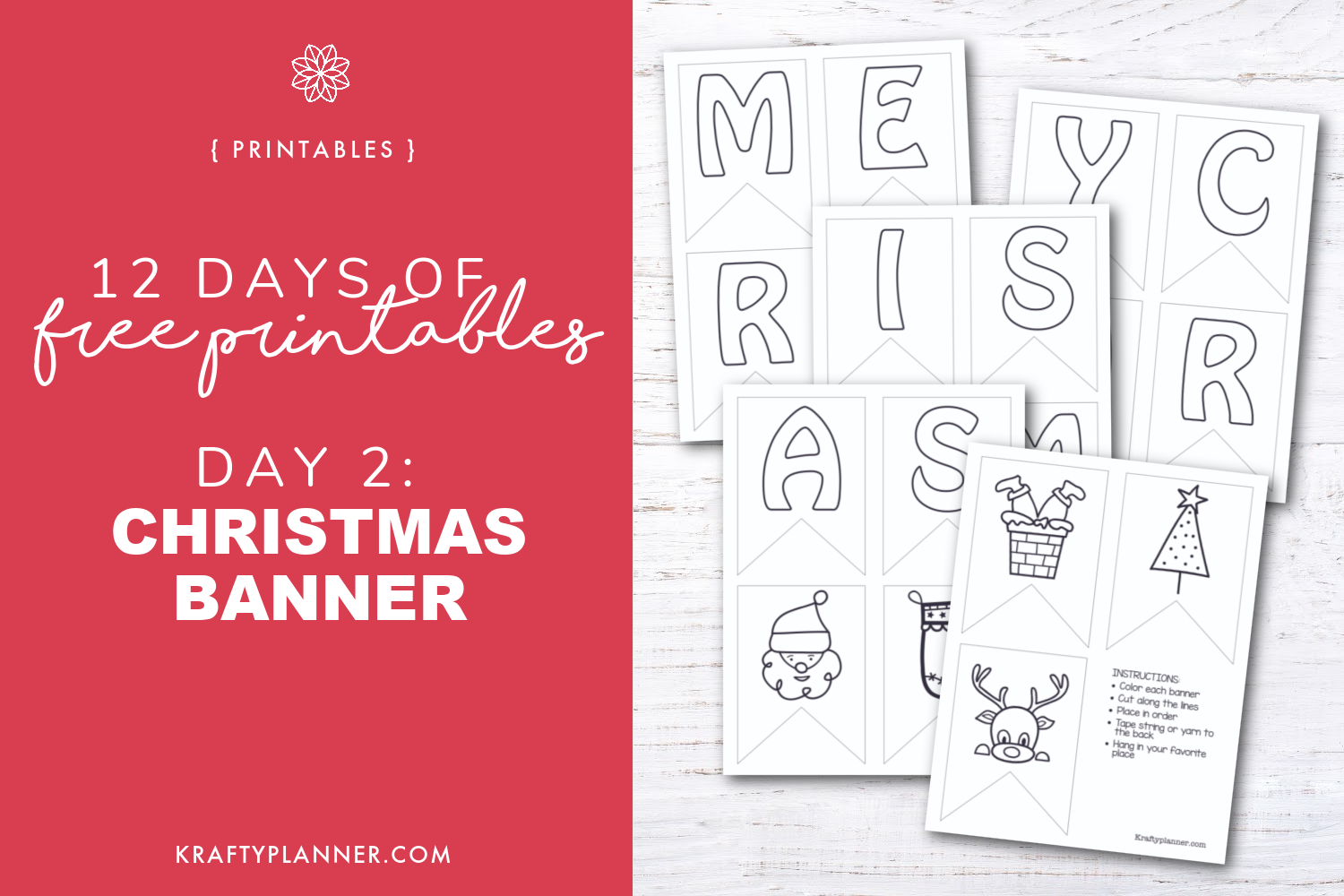 Merry Christmas Banner Free Printable Krafty Planner