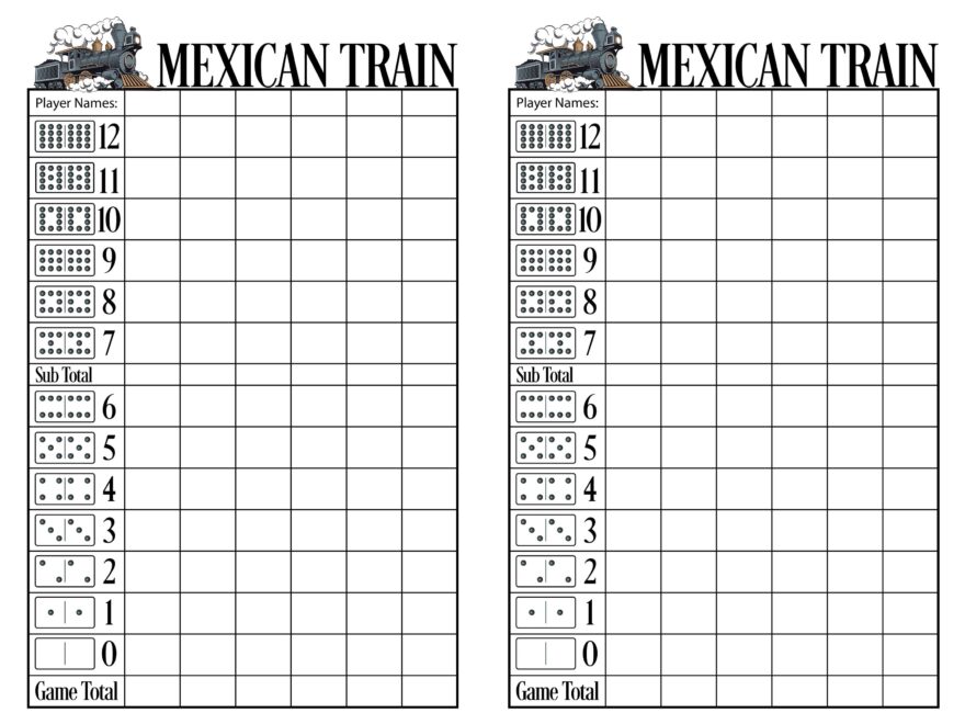 Mexican Train Score Sheet Pdf Etsy