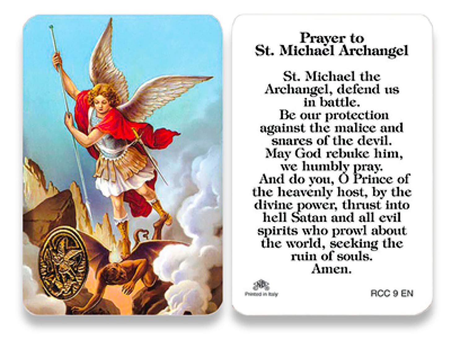 Michael The Archangel RCC 9E Prayer Card Amazon de Stationery Office Supplies