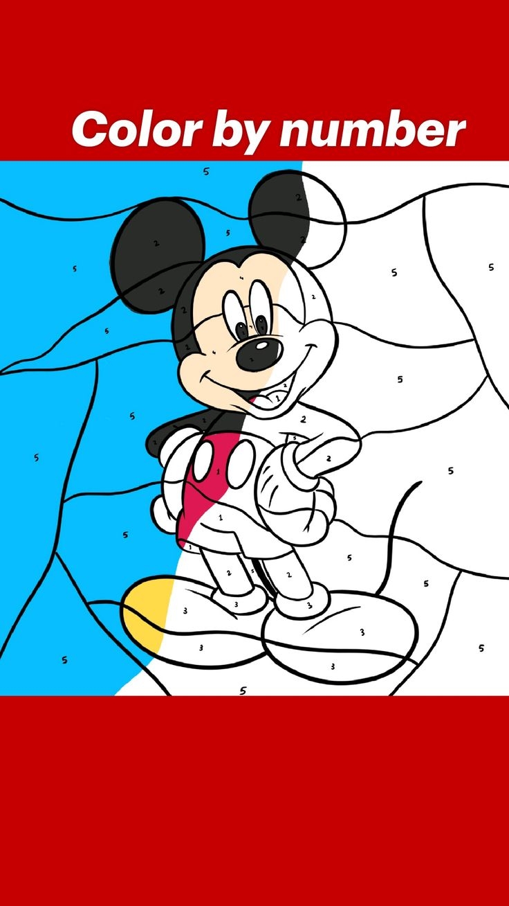 Mickey Mouse Color By Number Disney Free Coloring Page