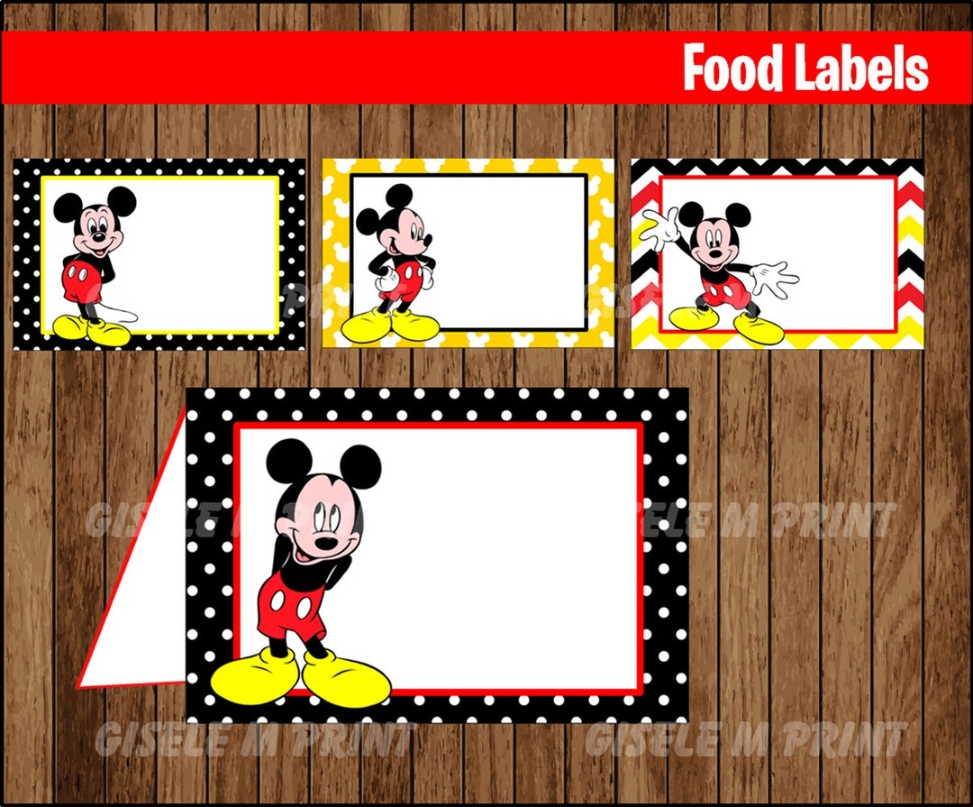 Mickey Mouse Food Labels Printable Mickey Mouse Food Tent Cards Mickey Party Food Cards Instant Download Etsy