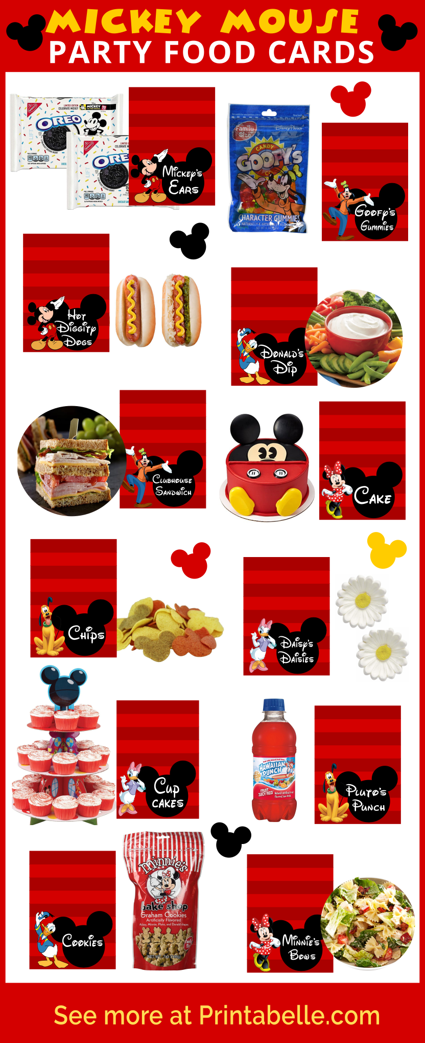 Mickey Mouse Party Food Cards Signs Printabelle