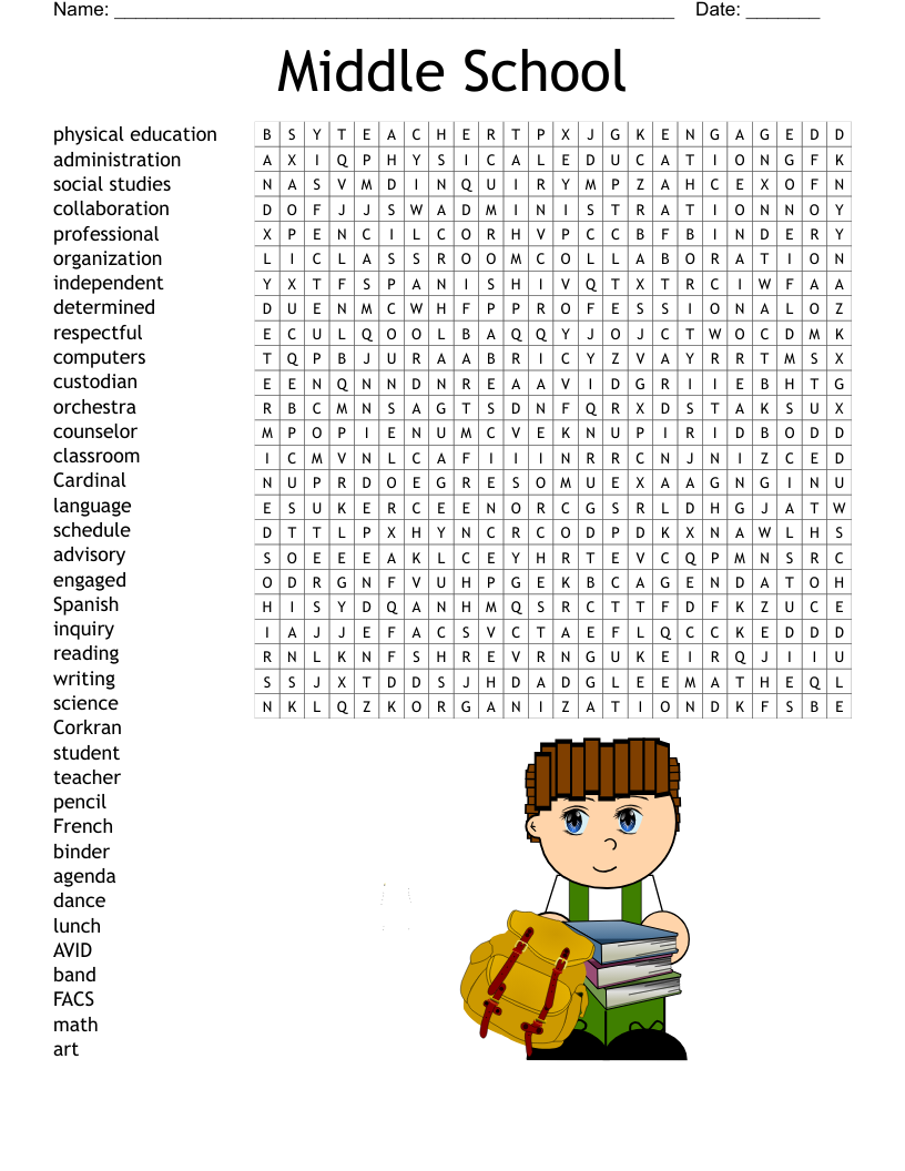Printable Language Arts Games For Middle School