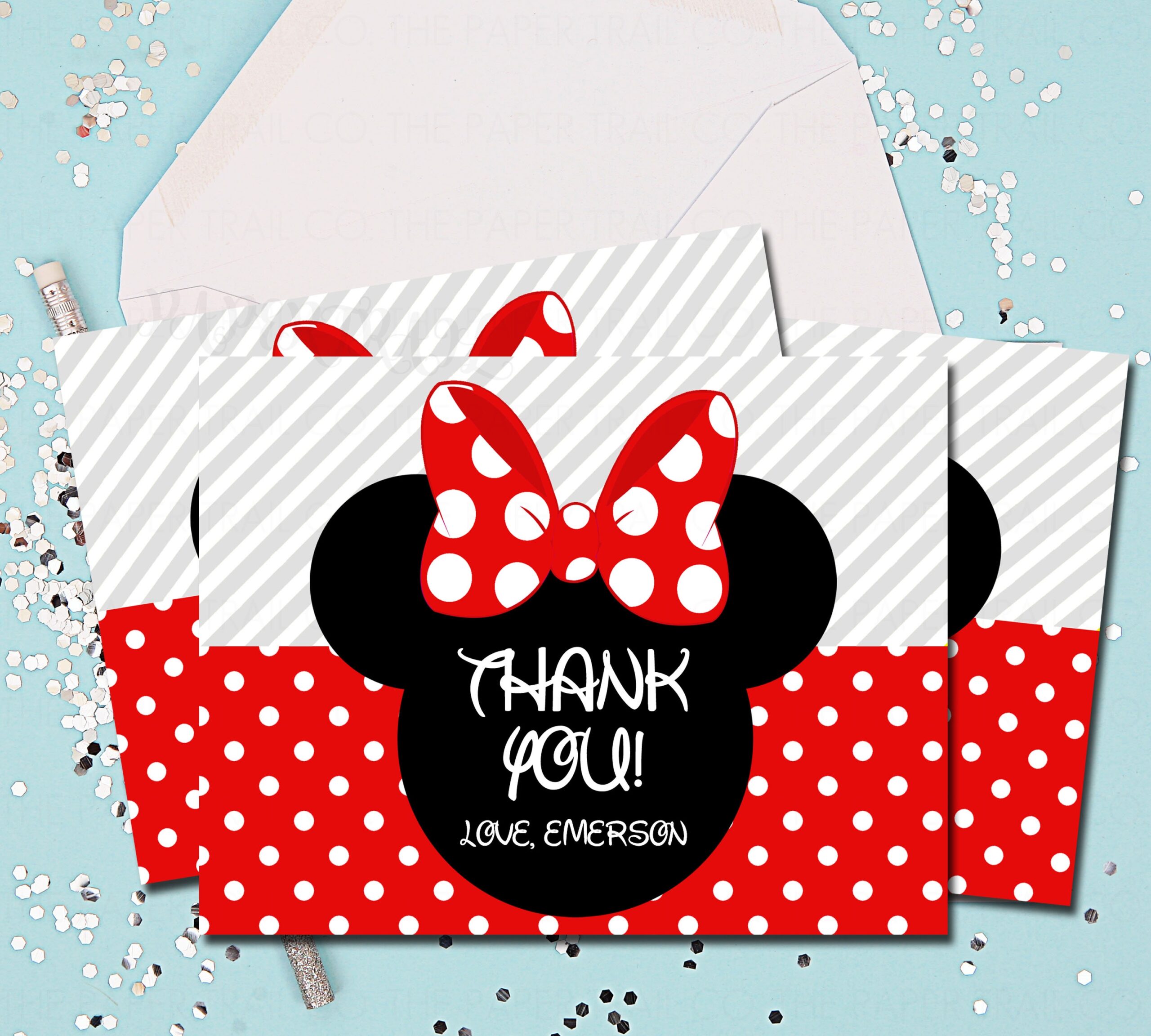Minnie Mouse Thank You Notes Thank You Cards Thank You Notes Minnie Mouse Red Birthday Printable Etsy