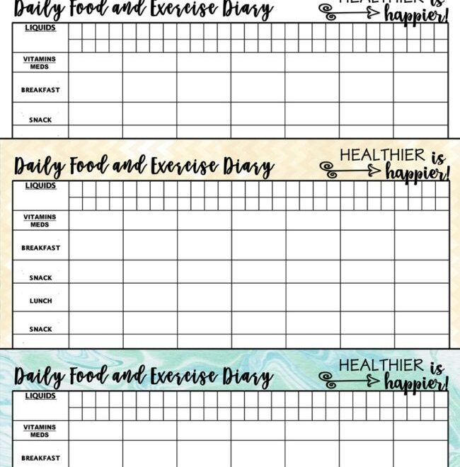 Motivational Food And Exercise Diary Free Printable Inkhappi